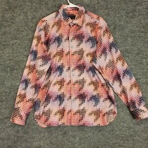 Gem Malki Dress Shirt Mens Large Houndstooth Long Sleeve Plaid Colorful‎